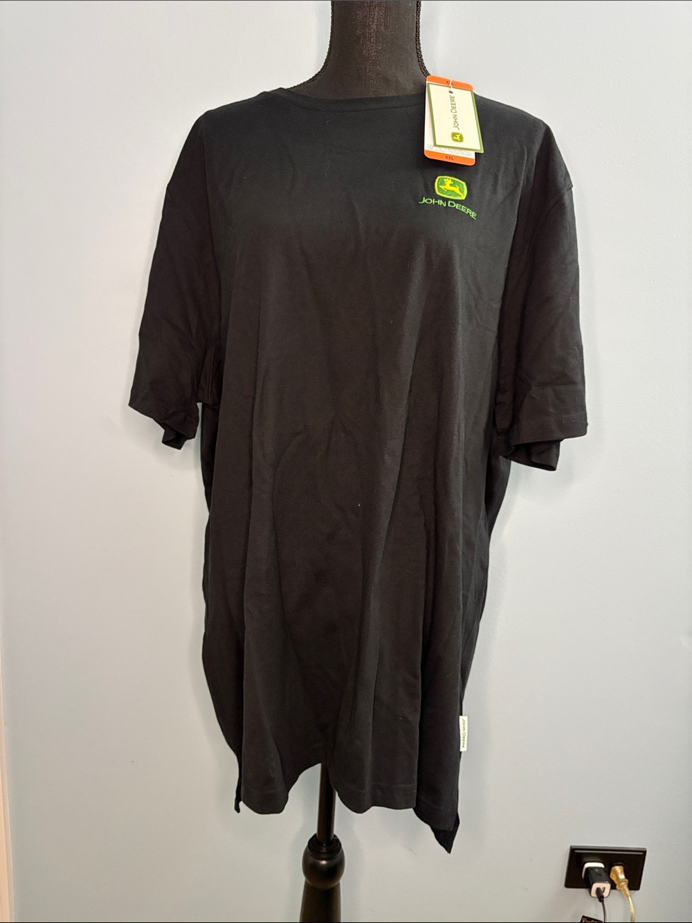John Deere Black Short Sleeve Tee with Yellow-Green Logo